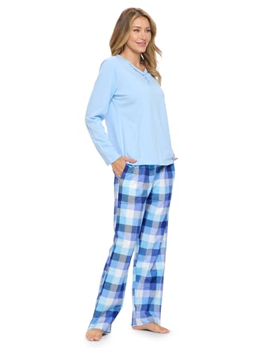 Casual Nights Women's Jersey Knit Long-Sleeve Top and Soft Flannel Bottom Pajama Set3