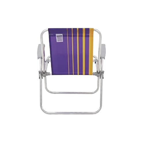 Cadeira de Praia Tramontina Samoa Alta em Alumínio com Assento Roxo e Amarelo