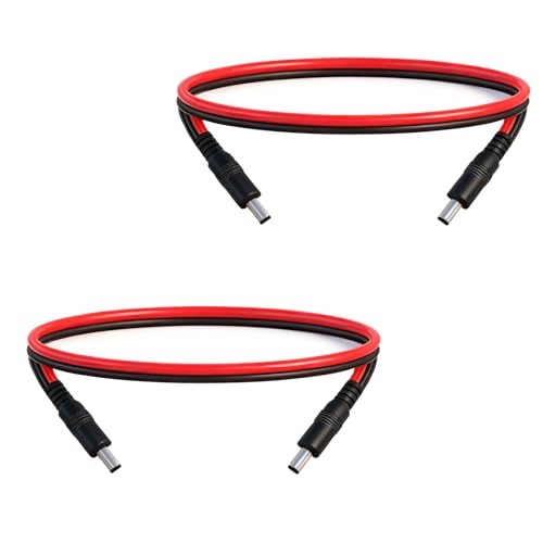 Cable de alimentación CC macho a macho de 5.5x2.1 mm y 14 AWG para panel solar exterior (2 uds)