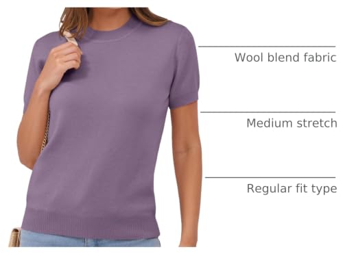 Image of ANRABESS Womens Short Sleeve Sweaters Wool Blend Crew Neck Sweater Shirts Business Casual Work Tops 2026 Summer Outfits