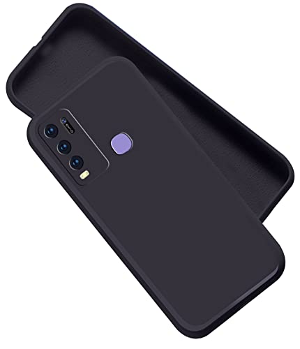 Image of A rtistque Liquid TPU Silicone Matte Shockproof Flexible with Camera Protection Soft Back Cover Case for Vivo Y50 / Vivo Y30 - Black