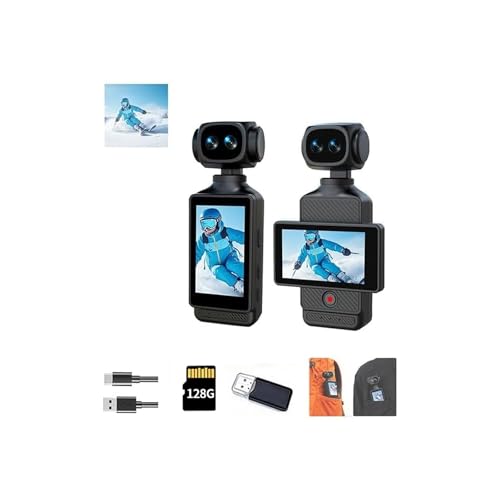 MUOXUEQN 5K Mini Pocket Camcorder Ultra HD,48MP Handheld WiFi Video Camera,270° Rotation Lens 3-inch IPS Screen Portable Cameras Recorder, for Vlogging, Motorcycle Riding,Police Evidence (128gb)