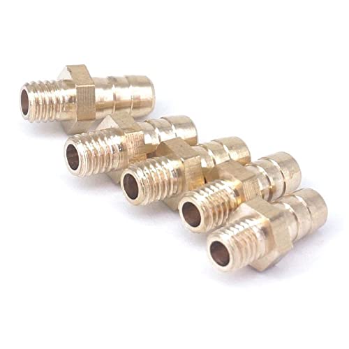 LOT 5 Hose Barb I/D 5mm x M5 Metric Male Thread Brass Coupler Splicer Connector Fitting for Fuel Gas Water