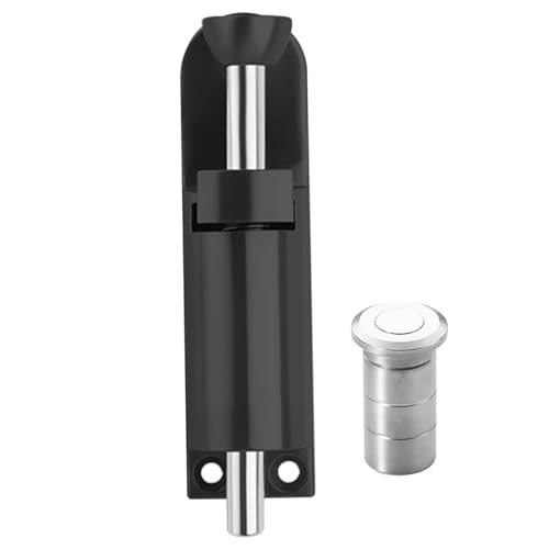 2PCS Spring Loaded Latch Pin Heavy Duty Barrel Bolts Latch Zinc Alloy Sliding Door Foot Lock for Home Secure Locking, Black Floor Door Lock Spring Loaded Pin Slide Bolts Locks for Doors