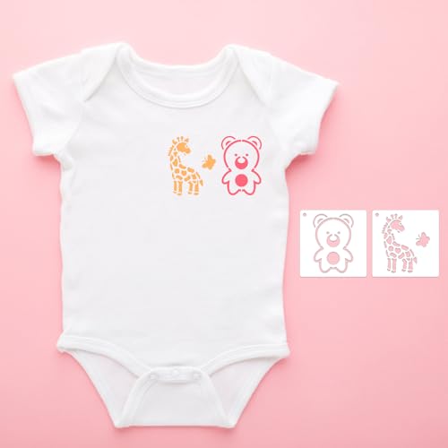 60stk Baby-Schablonen zum Malen, 7,6cm Große Babyparty-Schablonen zum Bemalen von Stoffen Süße Baby-Strampler-Schablonen für Bodys Schuhe Lätzchen Kleidung Bastelarbeiten