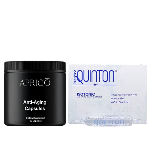 Quicksilver Scientific Healthy Aging Duo With Quinton Isotonic (30 Servings) + Aprico Anti-Aging Capsules (60 Count) - Hydrating Ocean Minerals And Anti-Aging Compounds To Support Nad+ From #TOP21