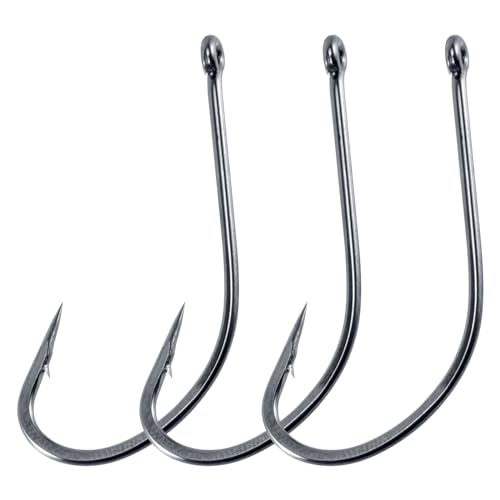 Dr.Fish 100 Pack Fly Hooks Streamer Stinger Wide Gap, Offset Saltwater Bass Fly Tying Hooks Wooly Bugger Clouser Minnow 2/0