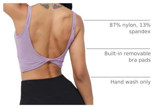 Image of LUYAA Womens Workout Sports Bras Backless Padded Yoga Tank Tops Crop Twist Low Back Cami Bra for Gym