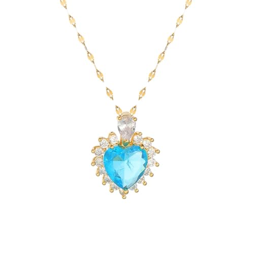 Collier en acier inoxydable de qualité avec pendentif floral bleu