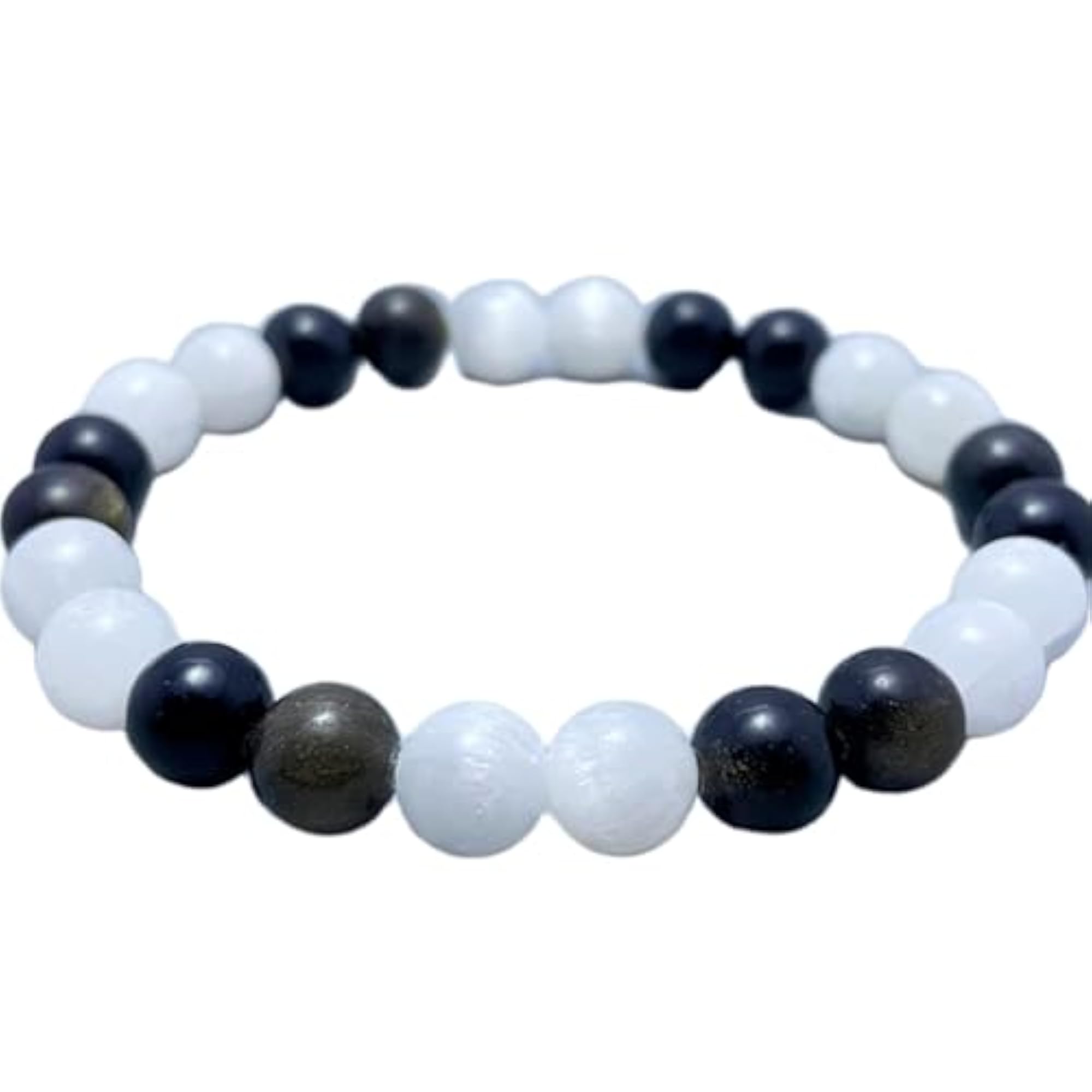 Natural Selenite & Golden Obsidian Healing Bracelet, Unisex