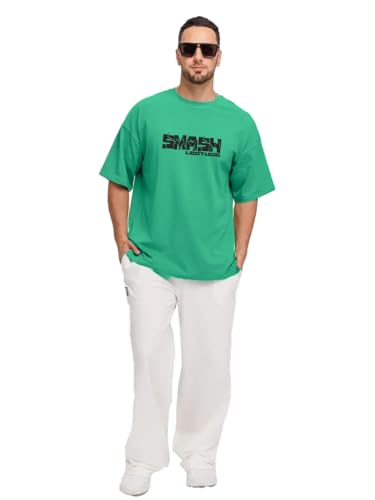LEOTUDE Men's Cottonblend Oversized Half Sleeve Round Neck Shirt