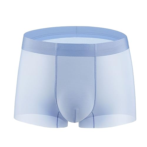 Mens Boxers Shorts Ice Silk, Men Panties Seamless Underwear Mesh Boxer Panties Male Ultra-thin Breathable Briefs Blue2