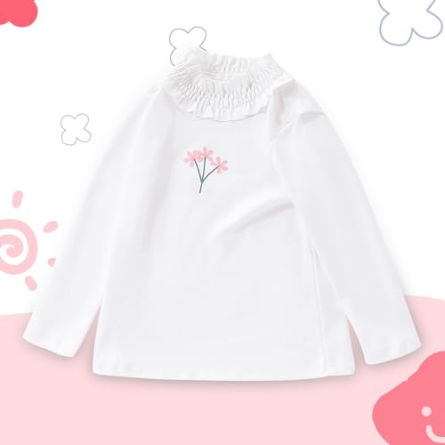 Baby Girl Long Sleeve Bottom Shirt, Toddler Girls White Tops Innerwear,Fall Girl Top, Basic Cotton Tops4