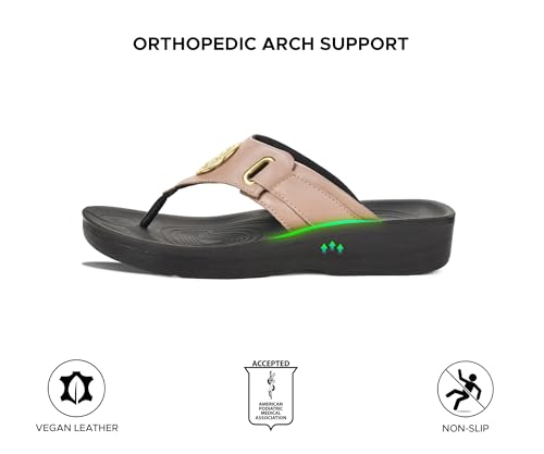Image of AEROTHOTIC Arch Support Flip Flops for Women Comfortable Stylish Straps with Non Slip Footbed Fashion Dressy Sandals Outdoor Travel Vacation Essentials
