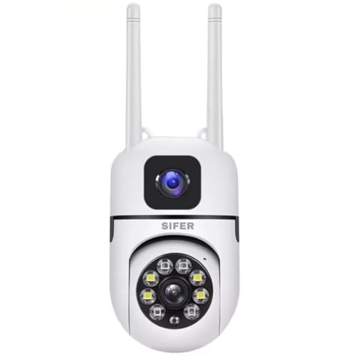 Image of SIFER 4+4 MP Dual Lens Wireless WiFi CCTV Camera for Home Outdoor & Indoor, 360 Security Camera with Night Vision, 2-Way Audio, Cloud & SD Card Supported, Waterproof CCTV Camera for Shop & Office