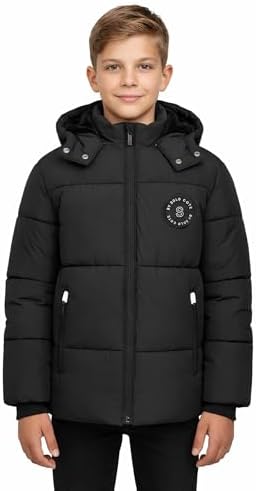 SOLOCOTE Jungen Wintermantel Fleece-Futter schwerer wasserabweisend winddicht mit Kapuze Parka für Kinder