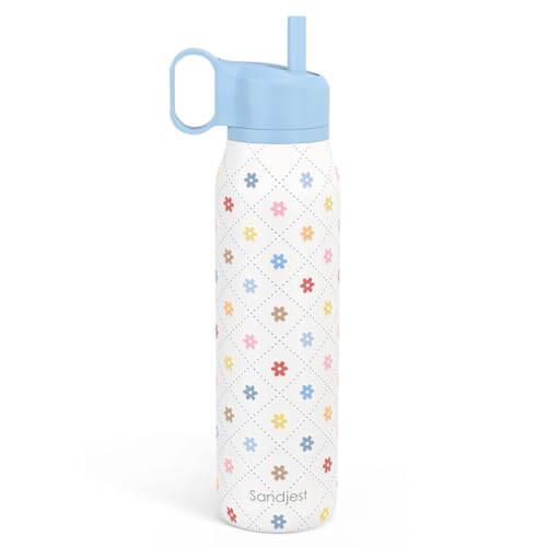 Image of Floral Stainless Steel Water Bottle with Twist Lid 20oz, Travel Insulated Water Bottles for Sports & Gym, Gift for Women Girls Friends Birthday Christmas