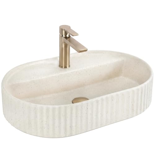 Rea - Vasque À Poser - Marcela 60 Vanilla Ovale - Ceramiche Sanitarie - Beige - 60x36,5x13,5 cm