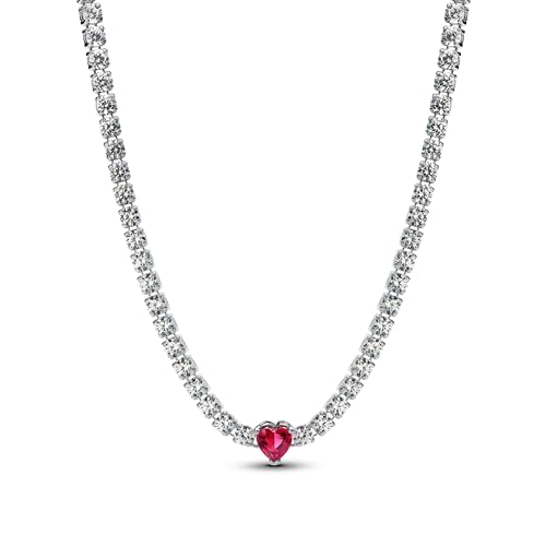 PANDORA Moments 393549C01-40 - Gargantilla de plata de ley con cristales artificiales, tamaño 40 cm, 40cm, Plata esterlina, Piedra mixta