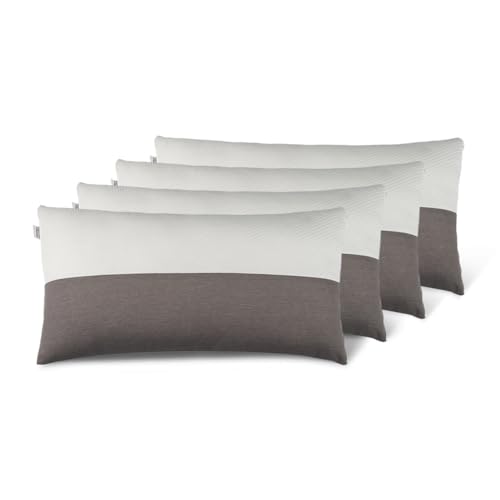 Wakefit Large Sleeping Pillow Set of 4 with Adjustable Height | 36 x 20 Inch | Soft & Fluffy Siliconized Hollow Fiber Fill, Jacquard Cover with Zipper Closure, Free Extra Filling - White & Grey