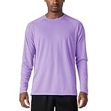 KEFITEVD Longsleeve Herren Sport T-Shirt Dünn Atmungsaktiv Langarmshirt Männer Workout Freizeitshirt Outdoor Bekleidung Schwimmen Surf Tshirt Lila L