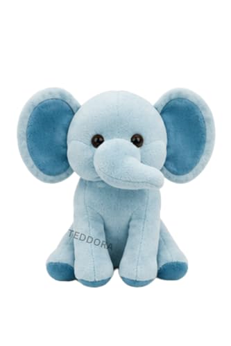 Image of Sitting Elephant Soft Toy for Girls Boys Kids,Sky Blue,Elehant Animal Plush Stuffed Baby Teddy Gift Birthday, 23cm