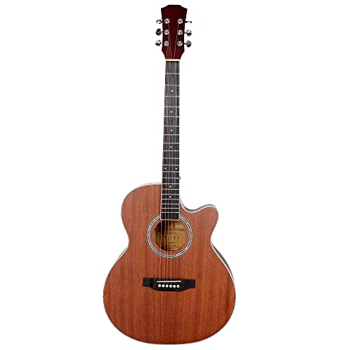 Image of BLUEBERRY B-40, Sapele Wood Truss Rod Acoustic Guitar Kit, Bag, Strap, One Pack Strings And Picks - 40 Inch (Classic Brown)