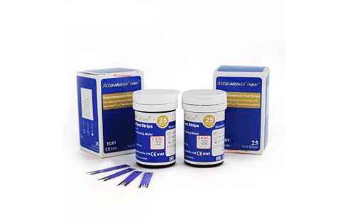 TEST STRIPS for CHOLESTEROL TEST. COMPATIBLE with ACCU ANSWER 4 in 1 MULTI-MONITORING SYSTEM. 25 TEST STRIPS. METER NOT INCLUDED.