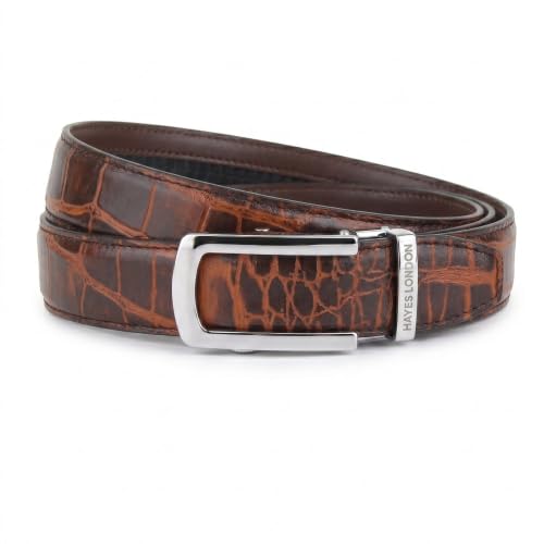Image of HAYES LONDON Leather Ratchet Belt for Men | Adjustable No-Holes | Customizable Fit, Stylish & Effortless Buckle | Formal & Casual Wear Belts