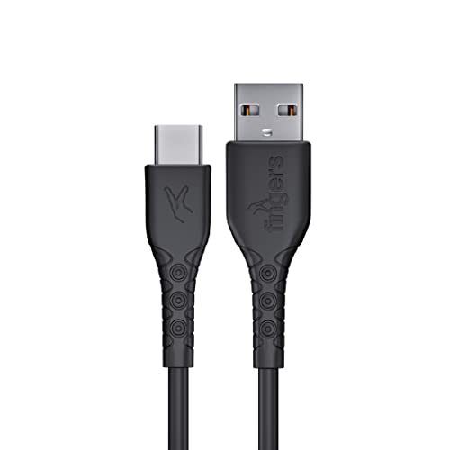 Image of FINGERS FMC-TypeC-09, Sturdy Type-C USB Cable, Fast Charging (Supports up to 3.0 A-Max), 480mbps Data Transmission, 1m Length - Black
