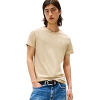 Tommy Jeans T-Shirt Manches Courtes Homme TJM Original Slim Fit, Beige (Silt), L