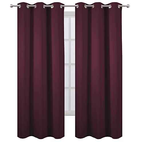 Image of LEMOMO Burgundy Red Thermal Blackout Curtains /42 x 84 Inch /Set of 2 Panels Room Darkening Curtains for Bedroom