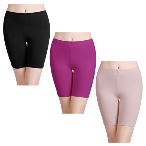 wirarpa Women's Anti Chafing Cotton Underwear Boy Shorts Long Leg Boyshorts Panties 3 Pack