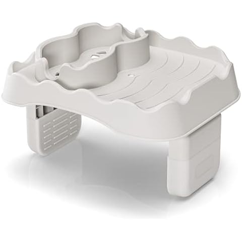 Anivia Hot Tub Table Tray, Hot Tub Accessories for Intex PureSpa, Nonslip Caddy Holds 2 Drinks, Keep Snacks-Drinks Handy and Dry, Fits Outdoor Inflatable Spa/Pool/Hot Tub Wall (Beige) Cover