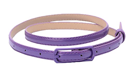 Selighting Women's Solid Color Faux Leather Skinny Belts for Dresses (One Size, Purple)