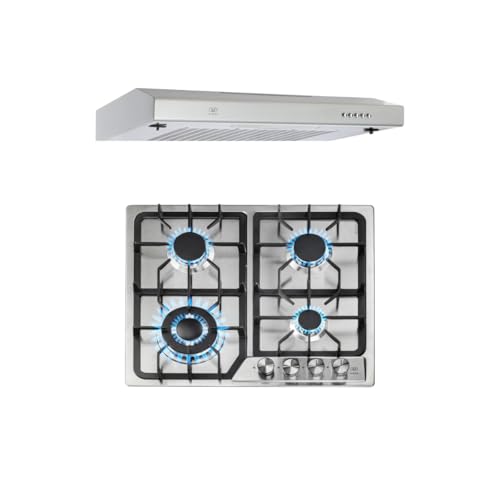 Catálogo para Comprar On-line Cocina Integral Con Estufa los más solicitados. 46 AVERA Parrilla de Gas 4 Quemadores + Campana Extractora 60 cm | Acero Inoxidable | Para Cocina Integral | Apto para GAS LP y Natural | Filtros Lavables | AI4BCEA60