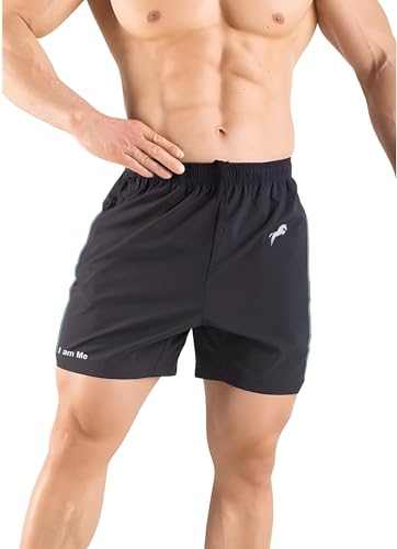 Image of JUST RIDER Mens 2 Pack Polyester Yoga Short Men Summer Running Gym Sports Shorts with Pockets Shorts for Men Men's Outdoor Quick Dry Lightweight Sports Shorts Zipper Pockets