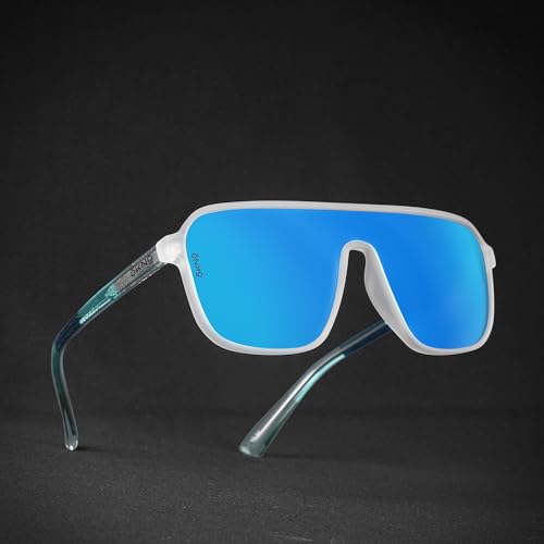 Image of Eyewearlabs OKNO | Polarized Over-Sized Unilens Rectangular Branded Stylish Sunglasses For Men & Women | 100% UV Protection Shades | Cricket Sports Cycling Driving | RYFT