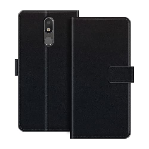 ESACMOT Funda de Cartera de Cuero Compatible con LG K40 Funda Tipo Libro con Tarjetero y Soporte, Cierre Magnético, Estilo Folio Resistente a (Negro)