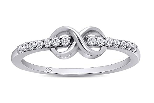 SAVEARTH DIAMONDS 0.14 Carat (Cttw) 1.3MM Round Cut Lab Grown Diamond Infinity Promise Ring In 14k Gold Over Sterling Silver Jewelry For Women