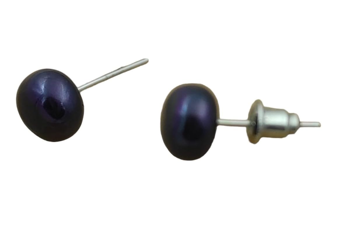 D.D Pearls Hyderabadi Black Freshwater Pearls studs earrings for girls and women with authentic pearls certificate (B0CCMK6CTX) Amazon Price History, Amazon Price Tracker