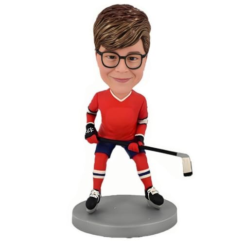 MEJELE Personalized Hockey Player Bobblehead, Custom Sports Figurine, Handmade Polymer Clay Sculpture Office Decoration Based on Your Photo
