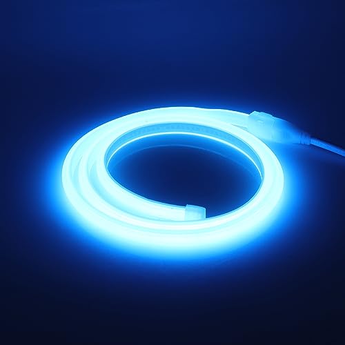 GQL Flexible COB Neon Light Strip, 220V LED Strip 288 LEDs/m, Cut to 50cm, IP65 Waterproof Modified Silica Gel Rope Light with UK Plug Power Supply (3m, Ice Blue)