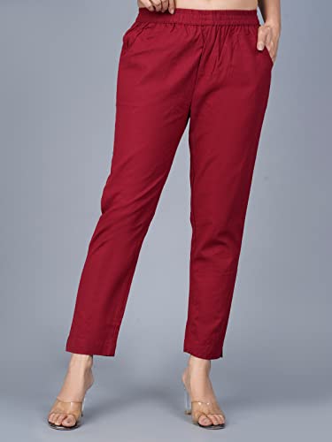 Image of Regular Fit Fully Elastic Waist Ankle Length Premium Cotton Casual Trouser Pant (Combo Pack of 2)