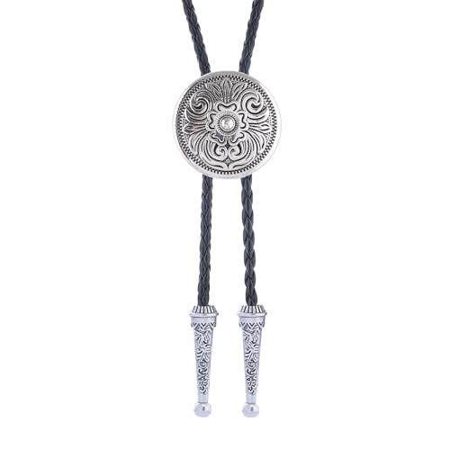 Image of GelConnie Floral Bolo Tie for Men Womens Bolo Tie Necklace Native American Black Men's Bolo Ties Western Cowboy Bolero Ties