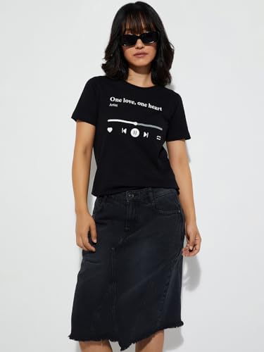 Image of Max Women's Cotton Regular Fit URB N Graphic Printed T-Shirt - Pack of 2