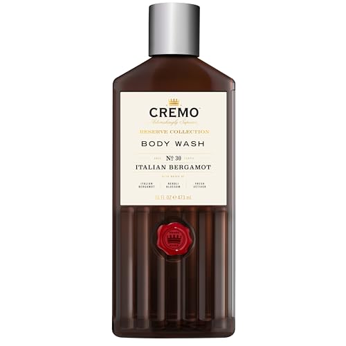 Cremo Body Wash Men, Notes of Italian Bergamot, Neroli Blossom, and Fresh Vetiver, Rich-Lathering Italian Bergamot, 16 Fl Oz