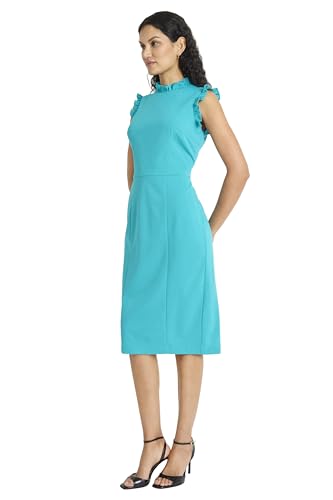 Image of Maggy London Womens Ruffle Neck and Armhole Sheath Dress