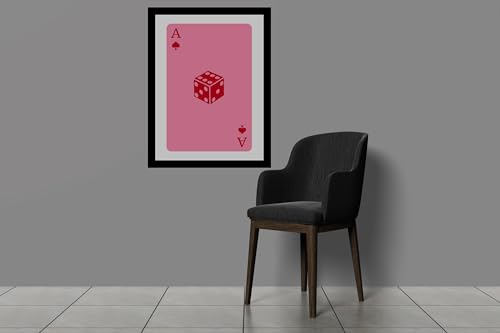 Image of BLINKART Abstract Ace Of Hearts Dice Pink Wall Art Painting Print Design | Aesthetic Wall Decor Photo Artwork Frame Decoration Hanging Home Bedroom Living Room Office| T0030 | 13x10 Inches