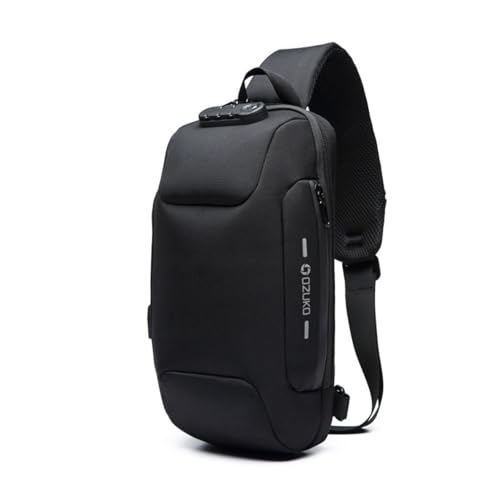 MEIION Bolsa de carga cruzada antirrobo USB antirrobo, mochila cruzada para hombre, bolsa de hombro casual para viajes y uso diario, elegante y cómoda bolsa de pecho, Negro x 2 unidades, 34*17*8.2cm
